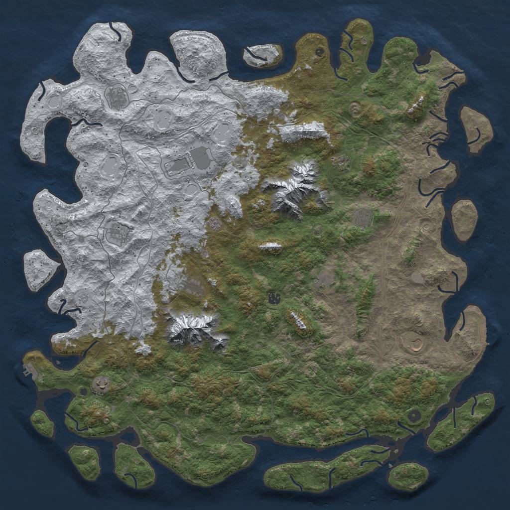 Rust Map: Procedural Map, Size: 6000, Seed: 34521, 20 Monuments