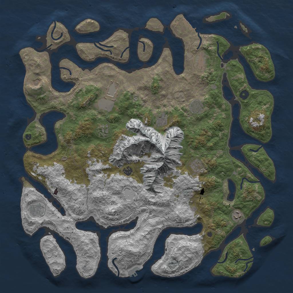 Rust Map: Procedural Map, Size: 5000, Seed: 1043592492, 19 Monuments