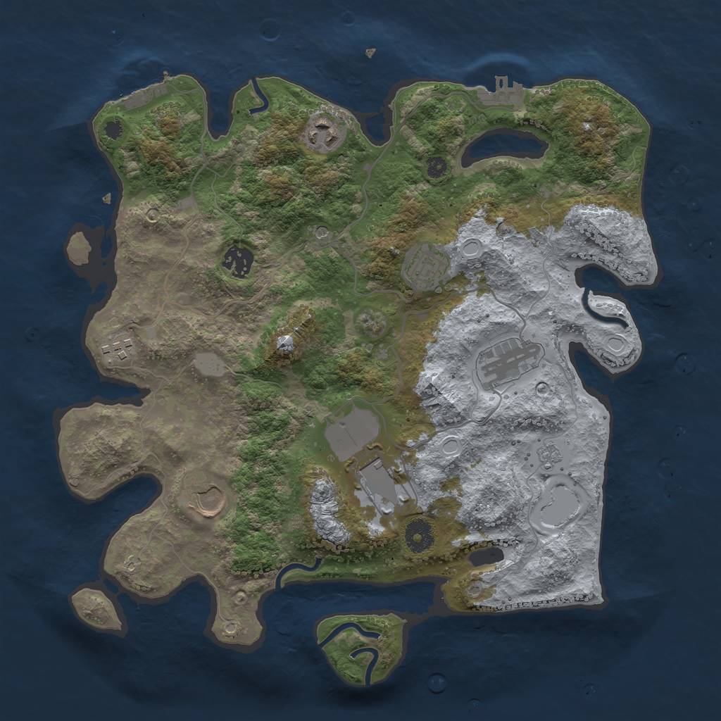 Rust Map: Procedural Map, Size: 3500, Seed: 1446976713, 16 Monuments