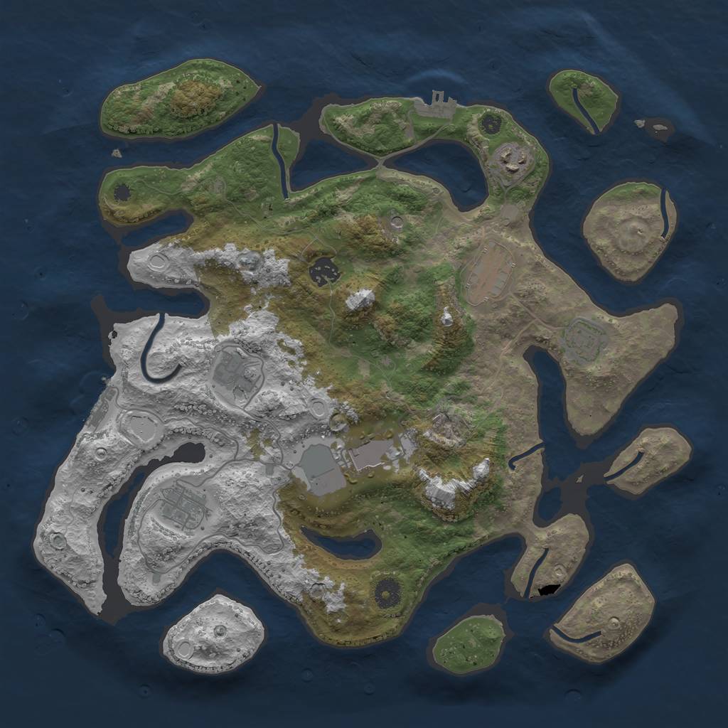 Rust Map: Procedural Map, Size: 3800, Seed: 5544, 15 Monuments