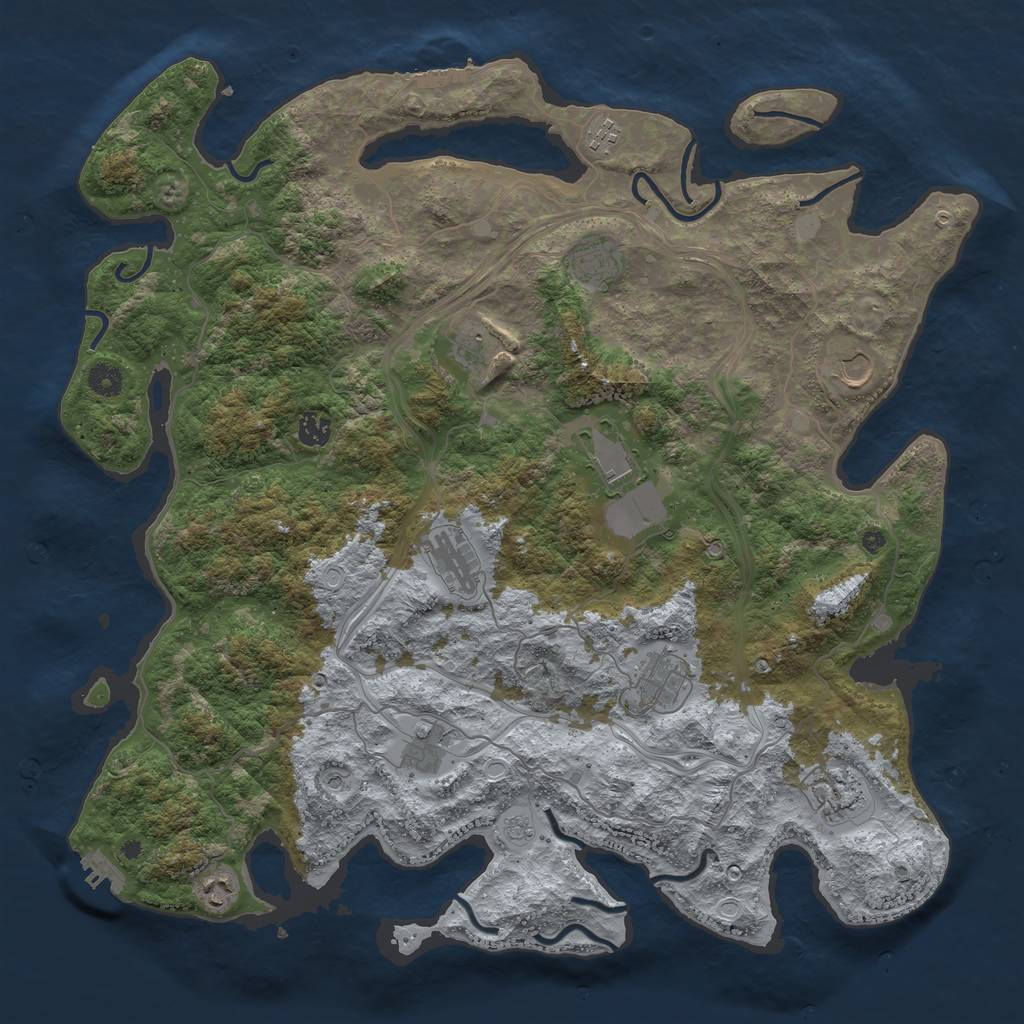 Rust Map: Procedural Map, Size: 4500, Seed: 11021, 18 Monuments