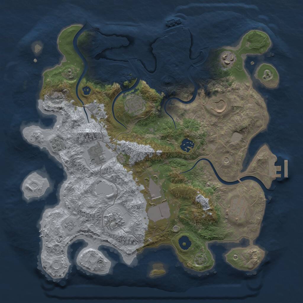 Rust Map: Procedural Map, Size: 3500, Seed: 73158, 15 Monuments