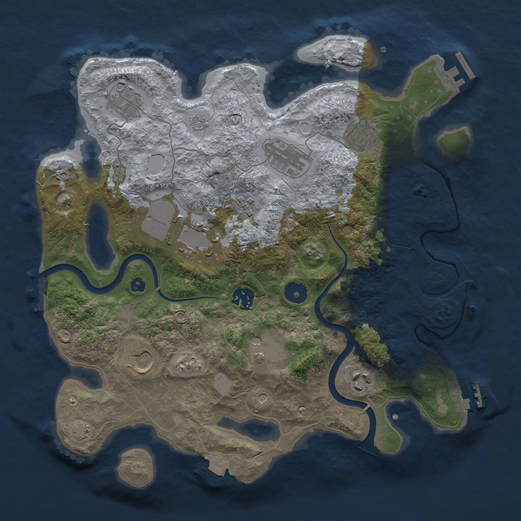Rust Map: Procedural Map, Size: 3500, Seed: 1093284085, 15 Monuments