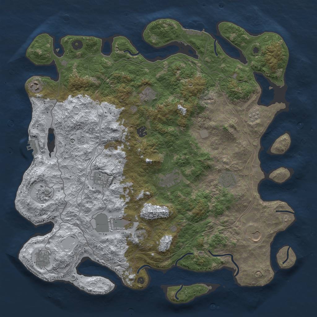 Rust Map: Procedural Map, Size: 4500, Seed: 1561668864, 20 Monuments