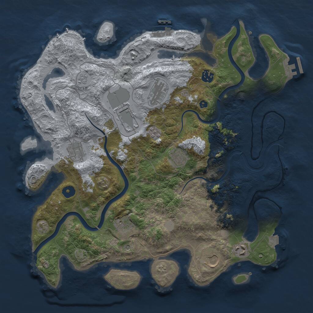 Rust Map: Procedural Map, Size: 3800, Seed: 755232360, 15 Monuments