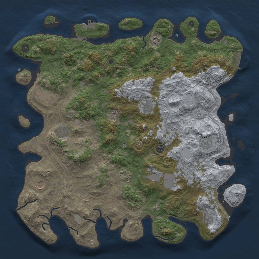 Rust Map: Procedural Map, Size: 4500, Seed: 910307316, 18 Monuments