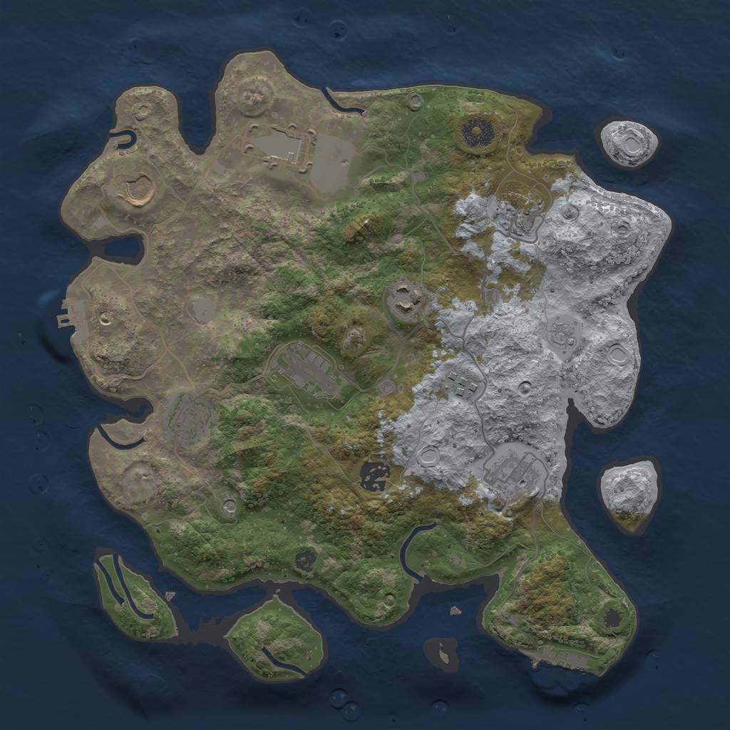 Rust Map: Procedural Map, Size: 3500, Seed: 1953805877, 18 Monuments