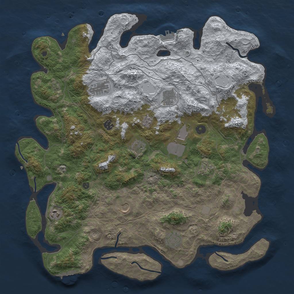 Rust Map: Procedural Map, Size: 4500, Seed: 1194633415, 19 Monuments