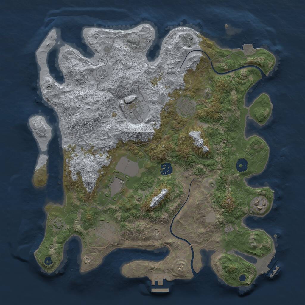 Rust Map: Procedural Map, Size: 3600, Seed: 8372, 13 Monuments