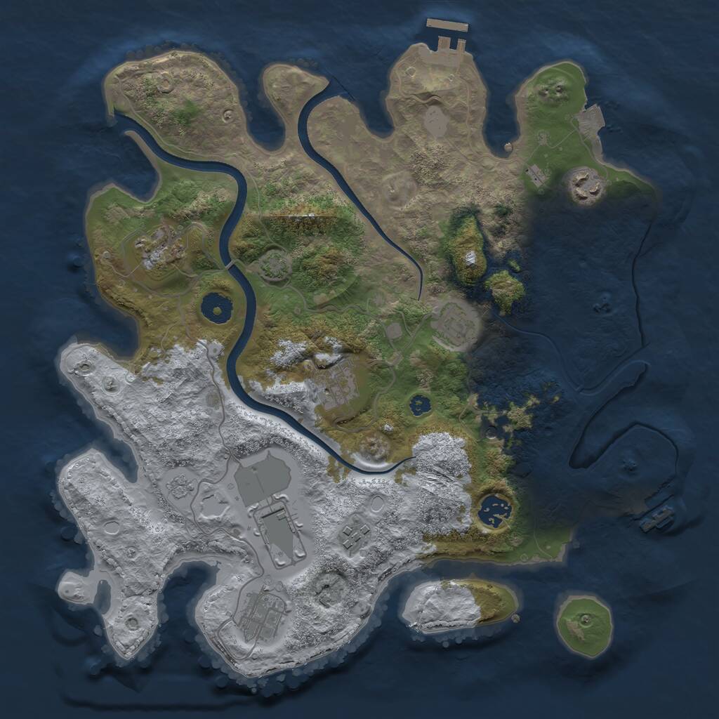 Rust Map: Procedural Map, Size: 3500, Seed: 75781483, 14 Monuments