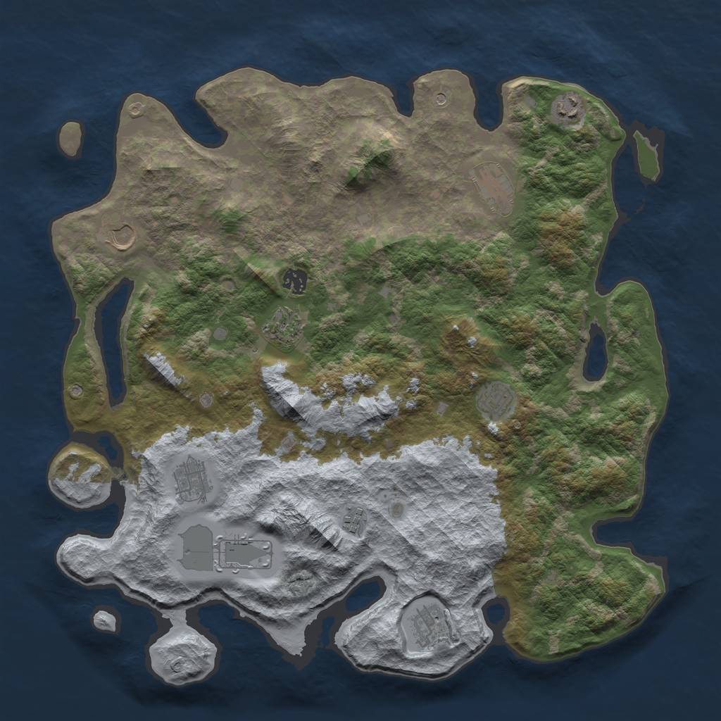 Rust Map: Barren, Size: 4250, Seed: 1682791090, 13 Monuments