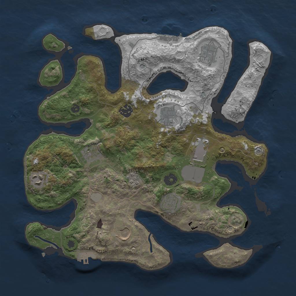 Rust Map: Procedural Map, Size: 3500, Seed: 443024035, 17 Monuments
