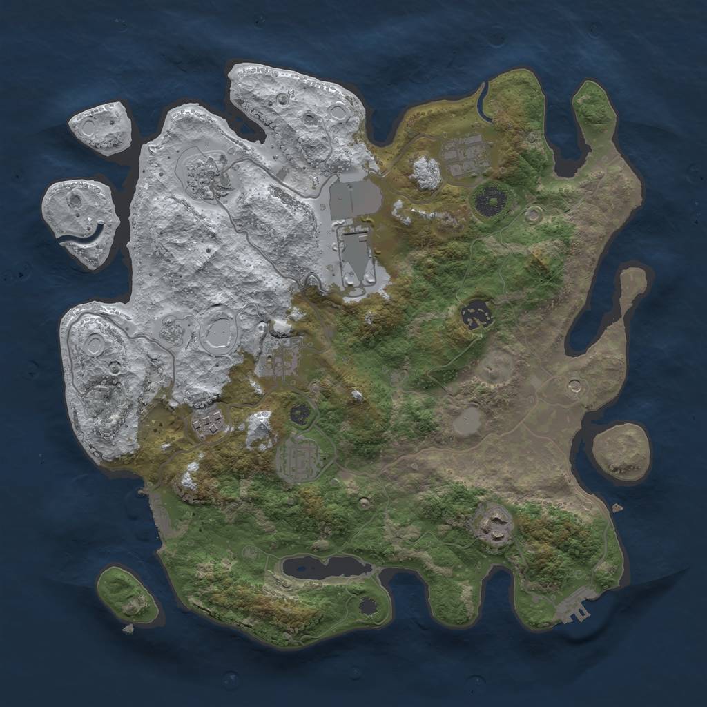 Rust Map: Procedural Map, Size: 3500, Seed: 2024639579, 17 Monuments