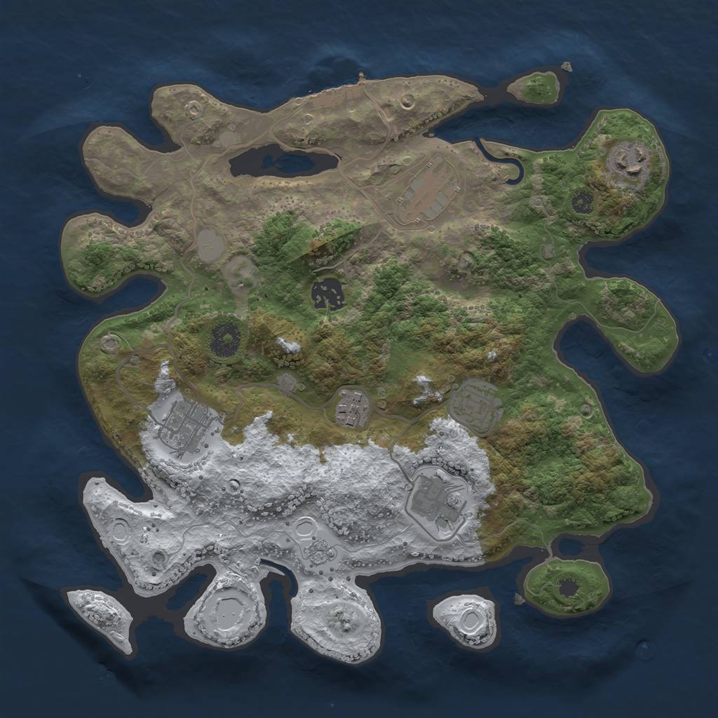 Rust Map: Procedural Map, Size: 3200, Seed: 12382, 14 Monuments