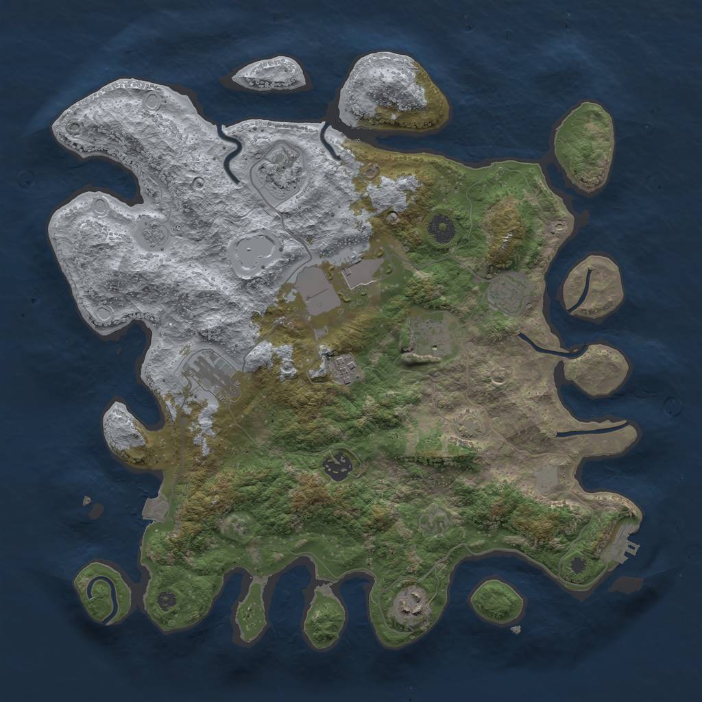 Rust Map: Procedural Map, Size: 3800, Seed: 75924852, 14 Monuments