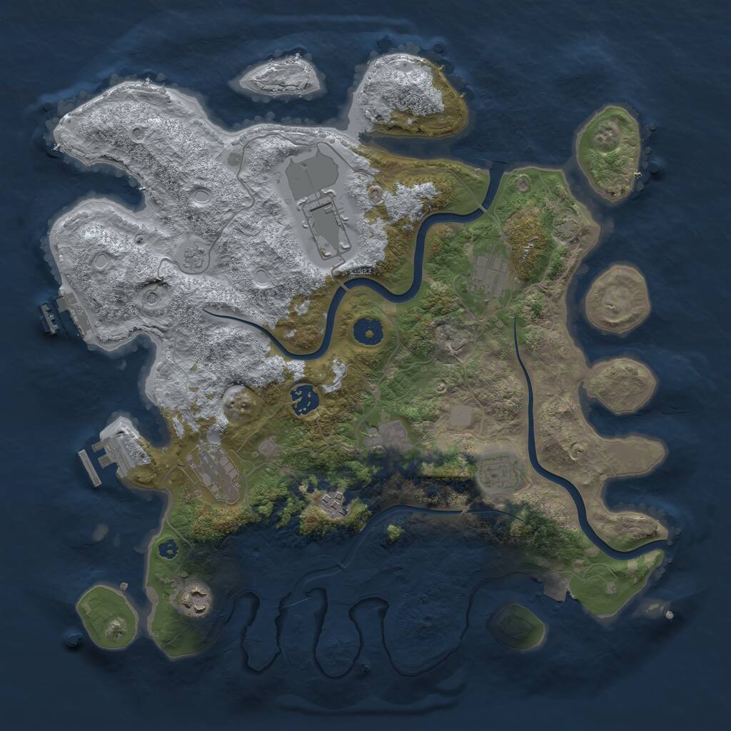 Rust Map: Procedural Map, Size: 3800, Seed: 75924852, 14 Monuments