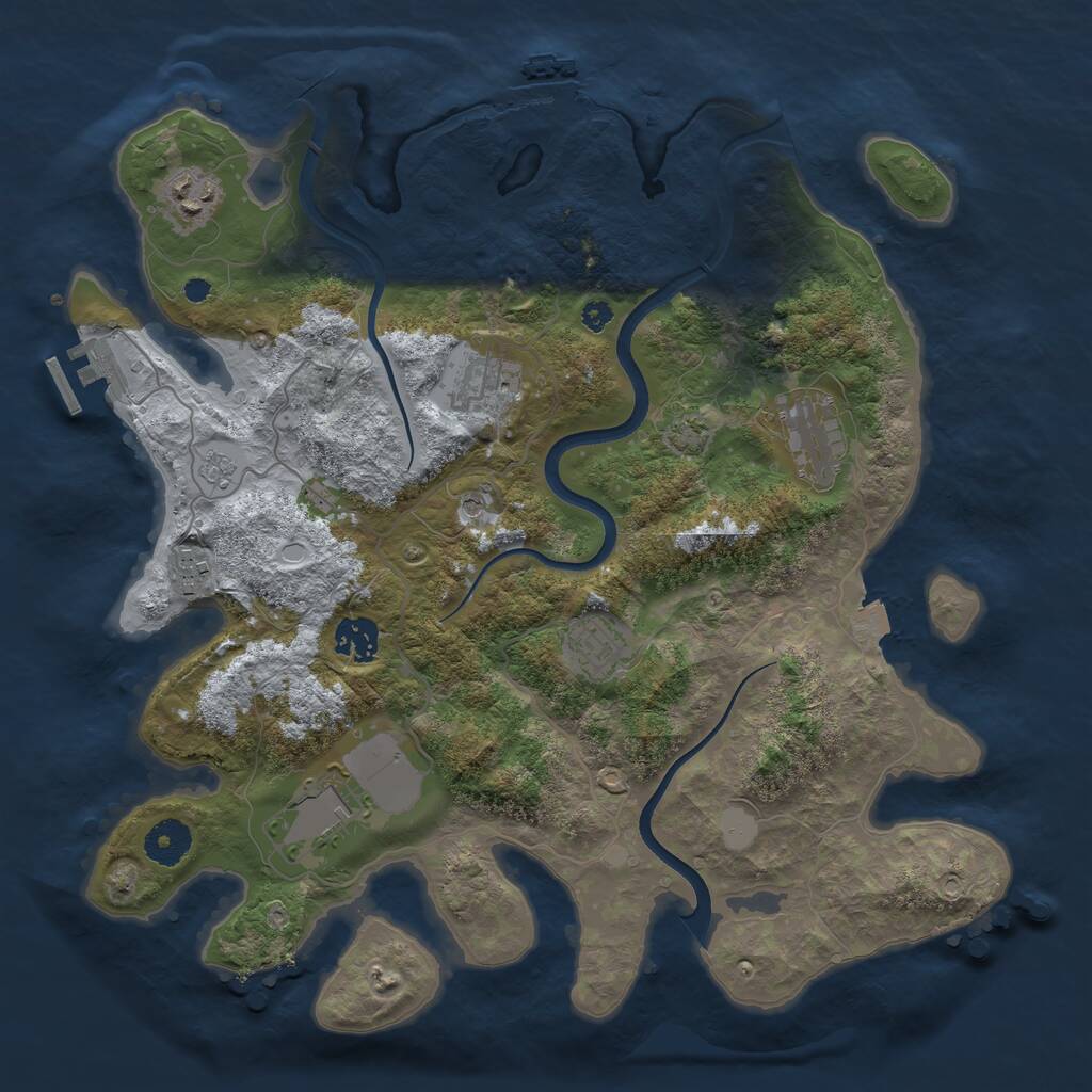 Rust Map: Procedural Map, Size: 3600, Seed: 453878933, 13 Monuments