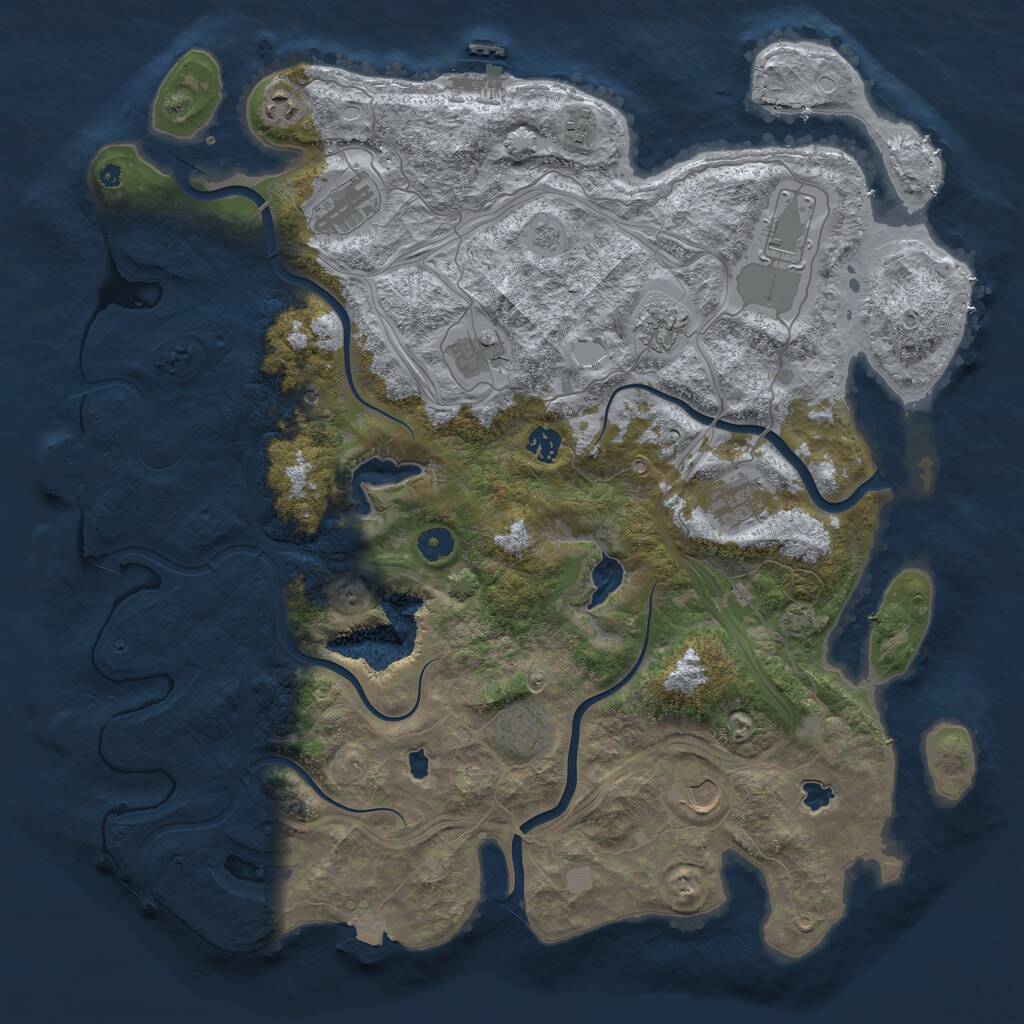 Rust Map: Procedural Map, Size: 4500, Seed: 497601918, 16 Monuments