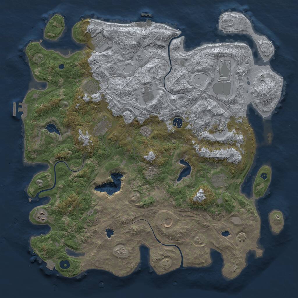 Rust Map: Procedural Map, Size: 4500, Seed: 497601918, 17 Monuments