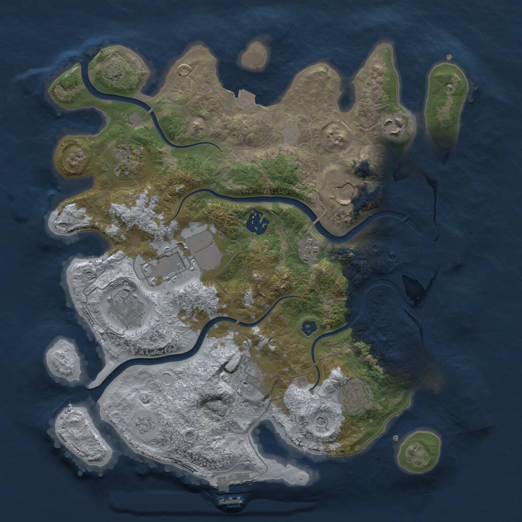 Rust Map: Procedural Map, Size: 3500, Seed: 127406817, 15 Monuments