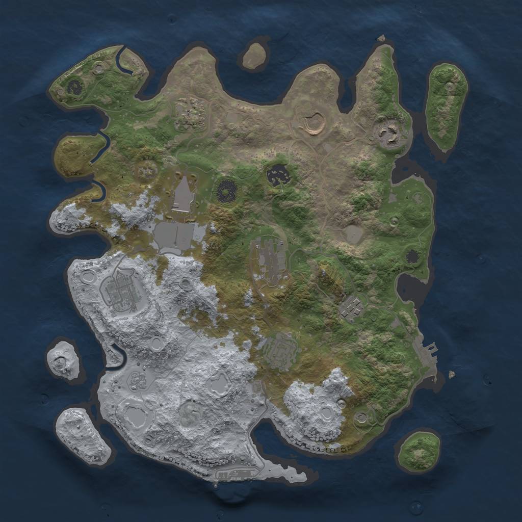 Rust Map: Procedural Map, Size: 3500, Seed: 127406817, 18 Monuments