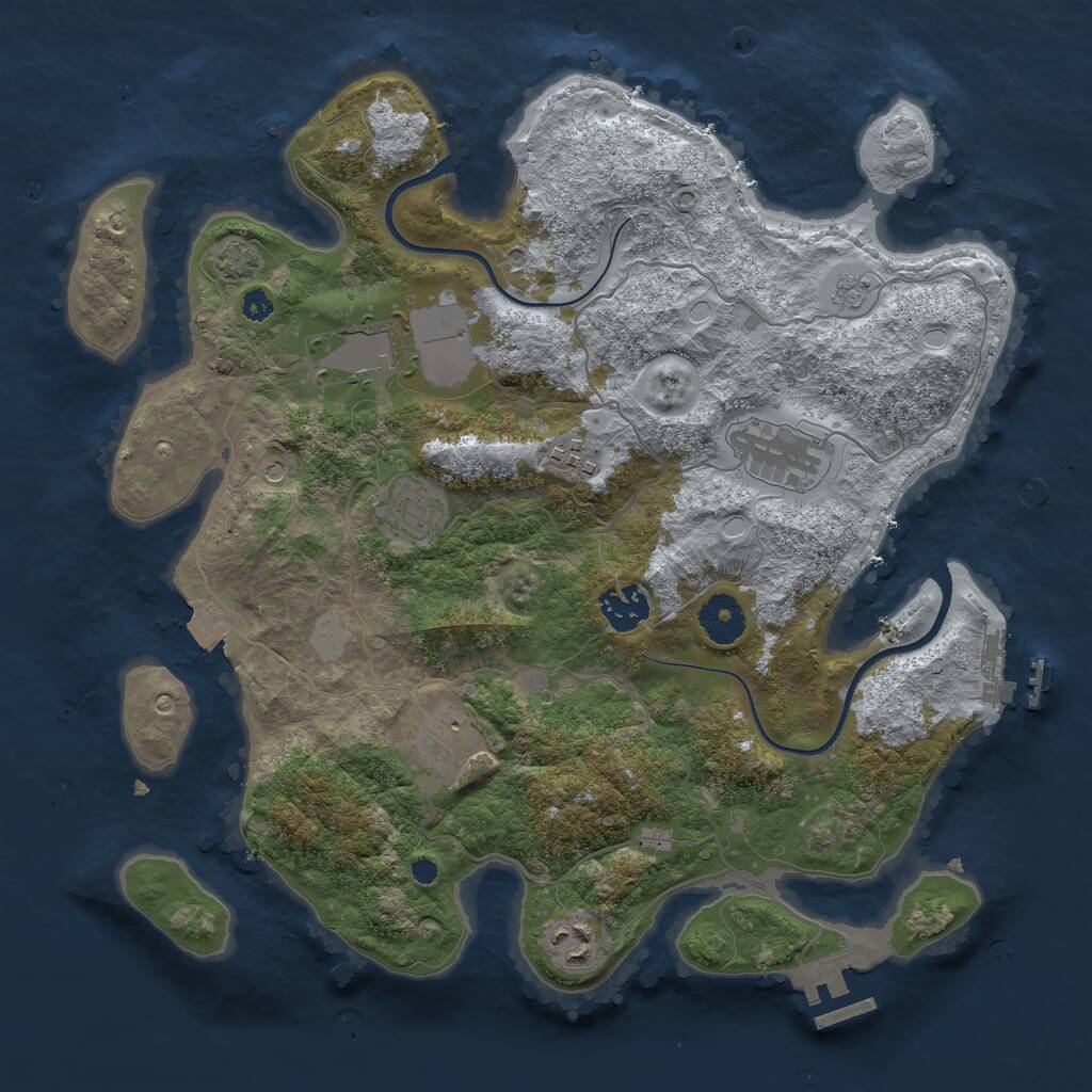 Rust Map: Procedural Map, Size: 3500, Seed: 201939929, 13 Monuments