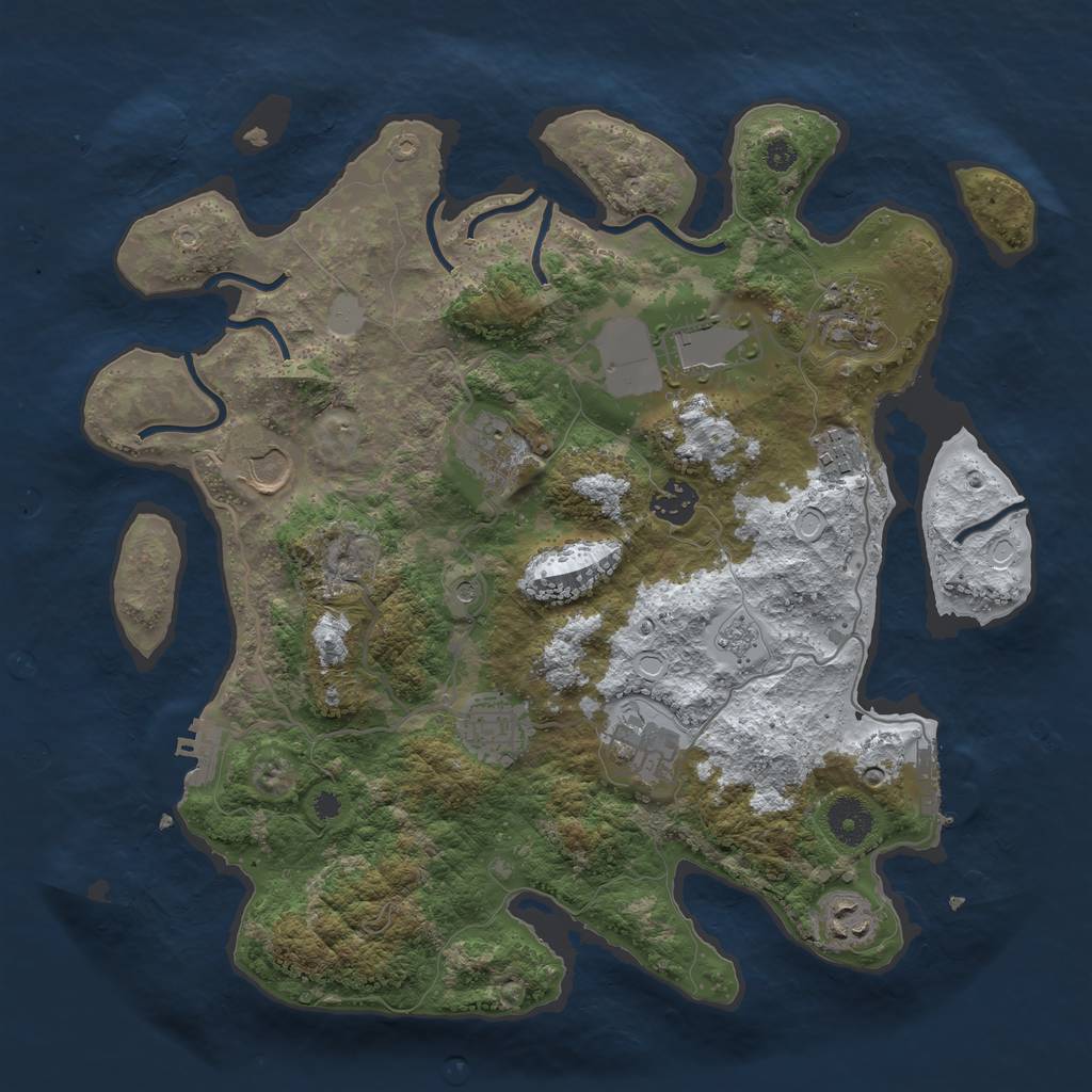 Rust Map: Procedural Map, Size: 3600, Seed: 1726481373, 18 Monuments