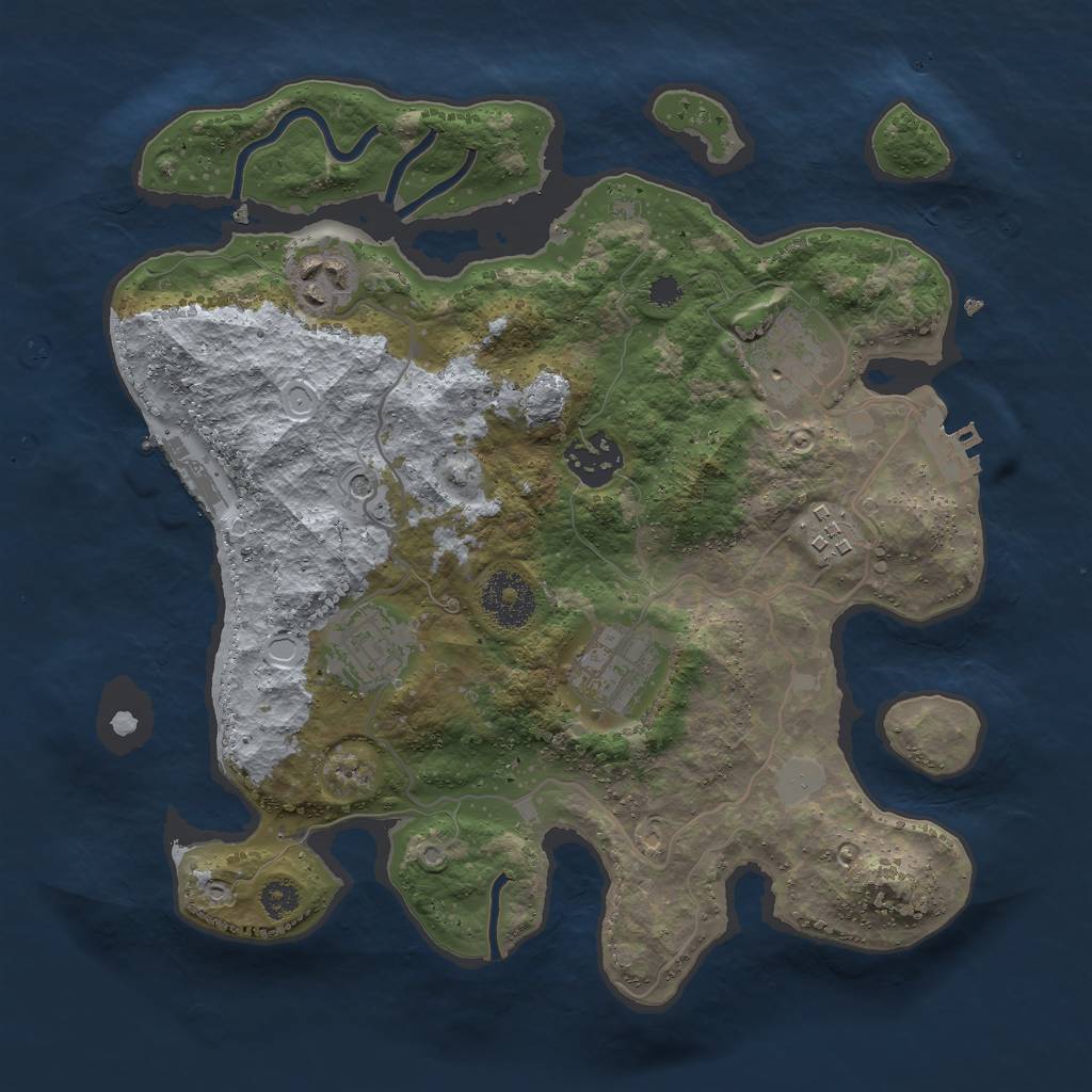 Rust Map: Procedural Map, Size: 3000, Seed: 253915245, 14 Monuments