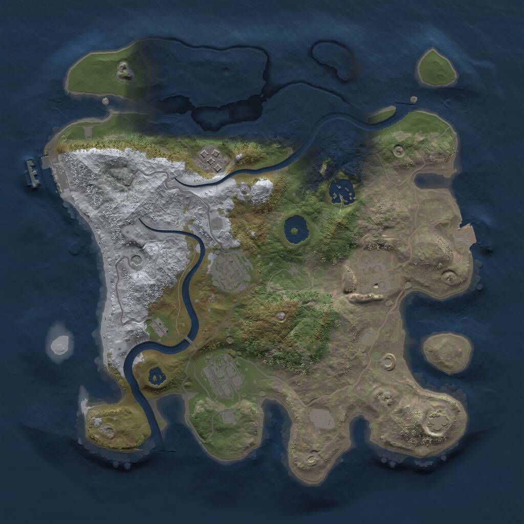 Rust Map: Procedural Map, Size: 3000, Seed: 253915245, 9 Monuments
