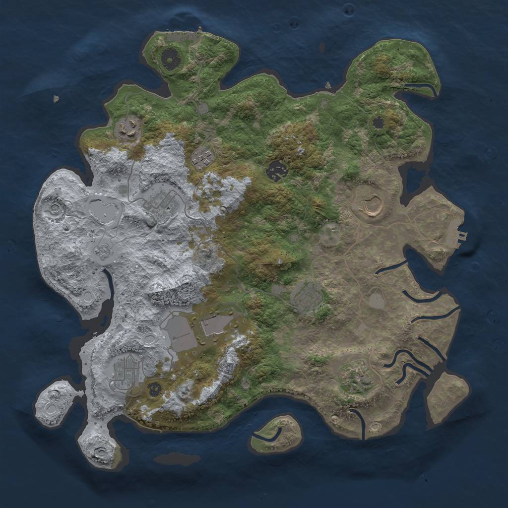 Rust Map: Procedural Map, Size: 3721, Seed: 1693596525, 16 Monuments