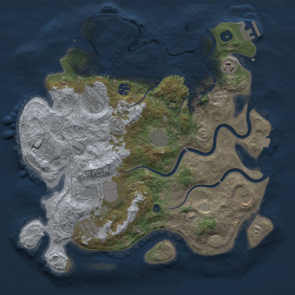 Rust Map: Procedural Map, Size: 3721, Seed: 1693596525, 15 Monuments