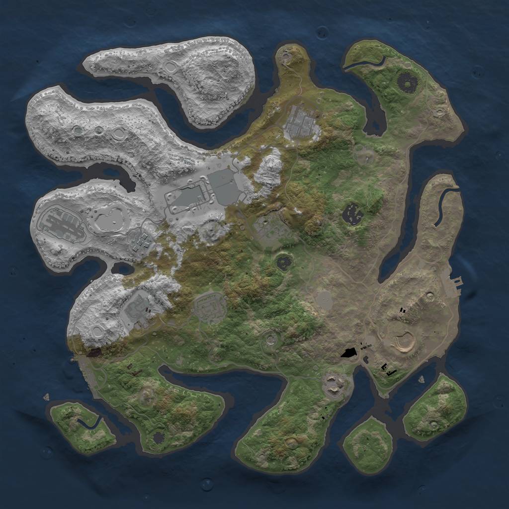 Rust Map: Procedural Map, Size: 3700, Seed: 81429065, 18 Monuments