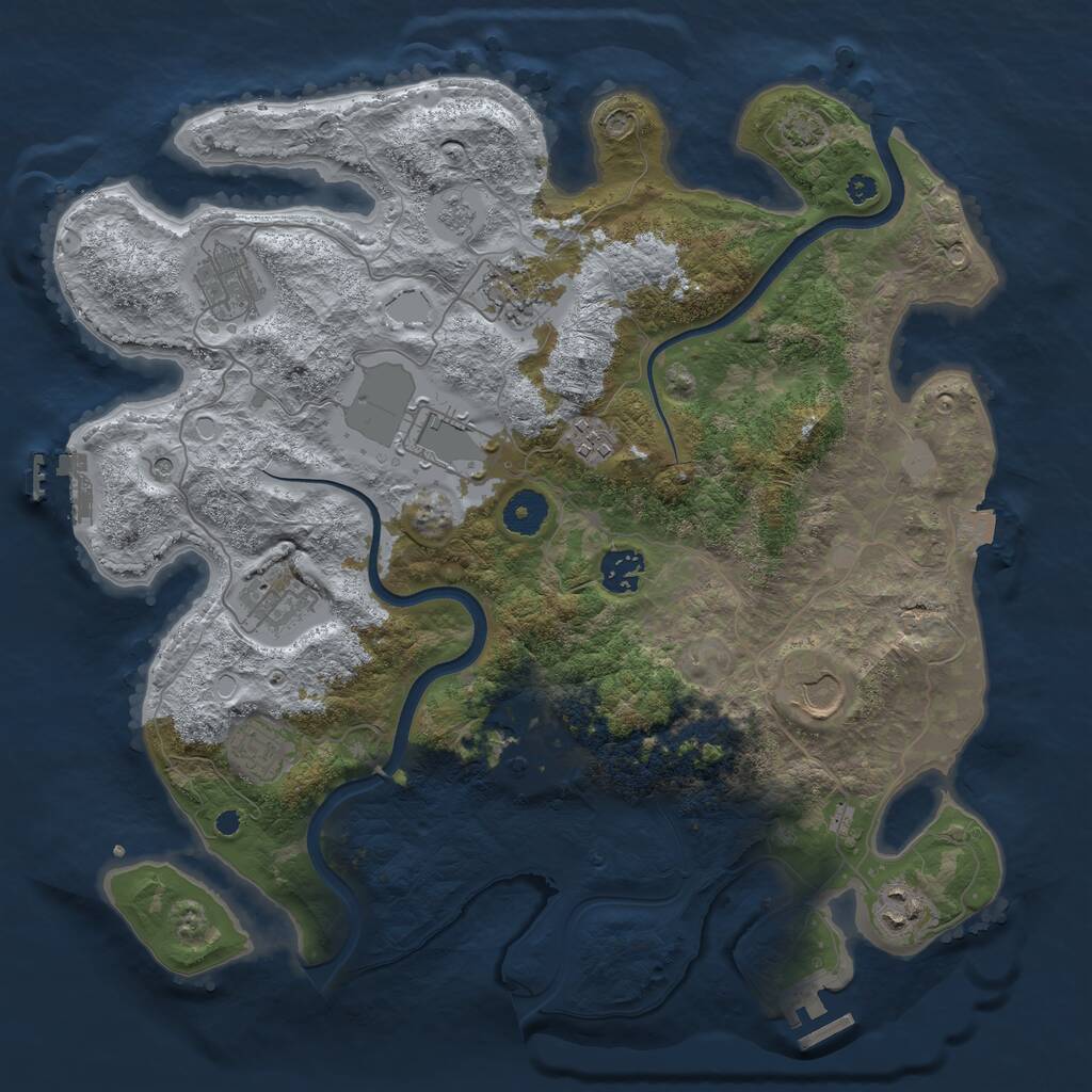 Rust Map: Procedural Map, Size: 3700, Seed: 81429065, 16 Monuments