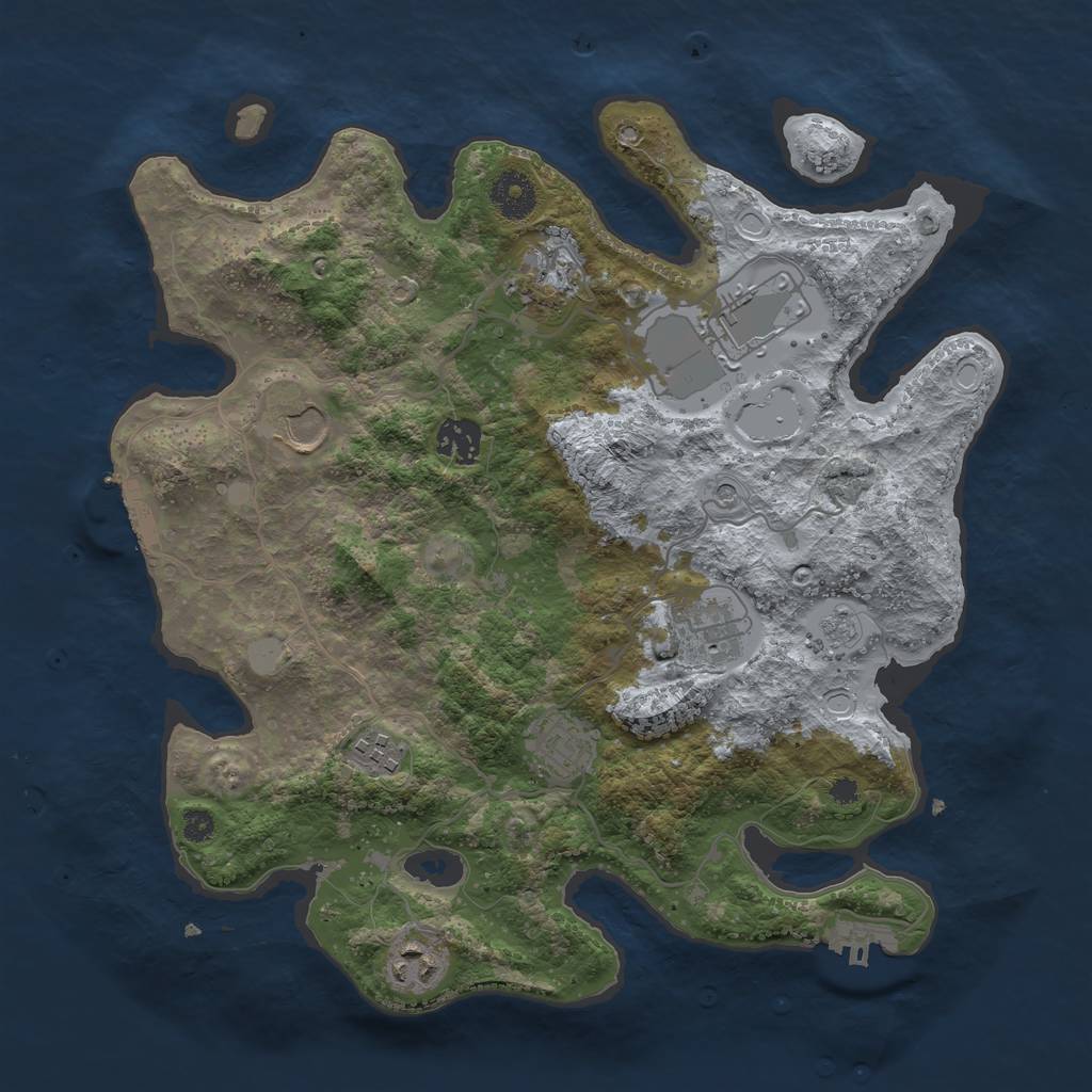 Rust Map: Procedural Map, Size: 3500, Seed: 73372016, 17 Monuments