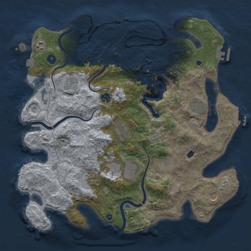 Rust Map: Procedural Map, Size: 4000, Seed: 5254, 16 Monuments
