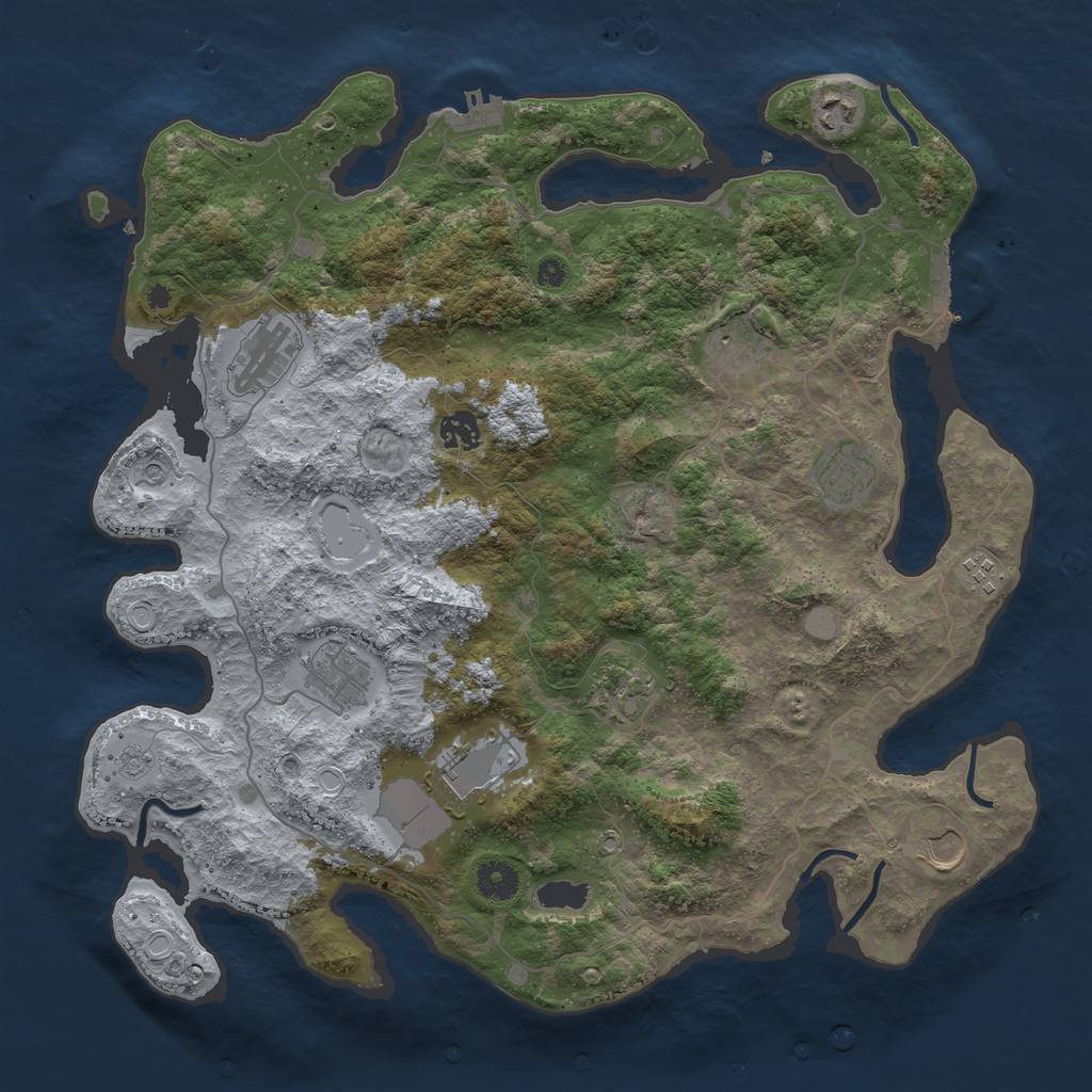 Rust Map: Procedural Map, Size: 4000, Seed: 5254, 19 Monuments