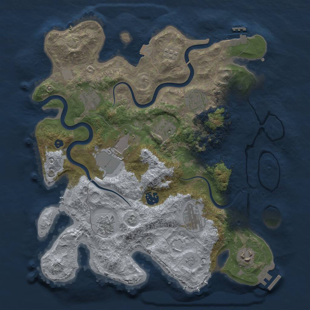 Rust Map: Procedural Map, Size: 3500, Seed: 126992591, 15 Monuments