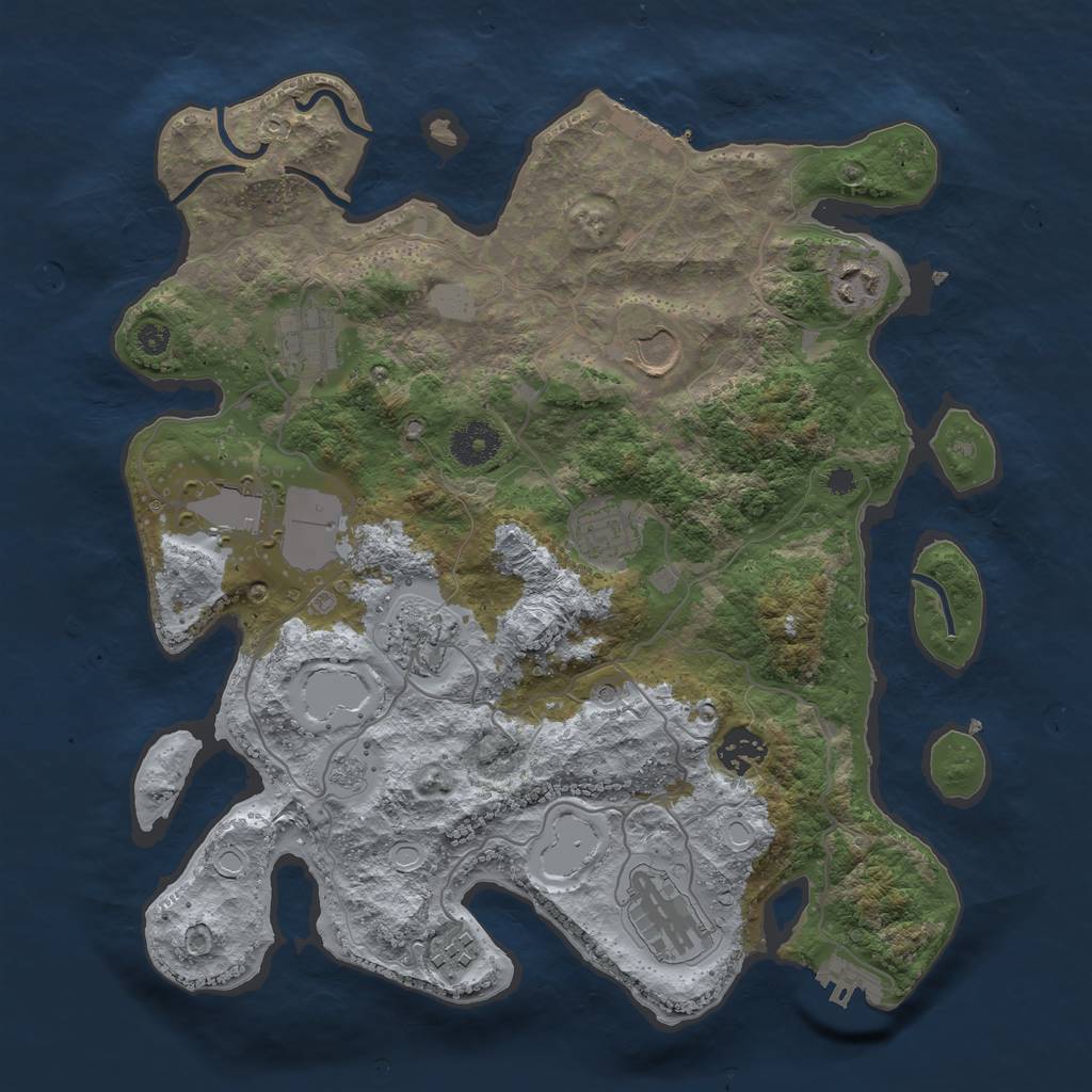 Rust Map: Procedural Map, Size: 3500, Seed: 126992591, 18 Monuments