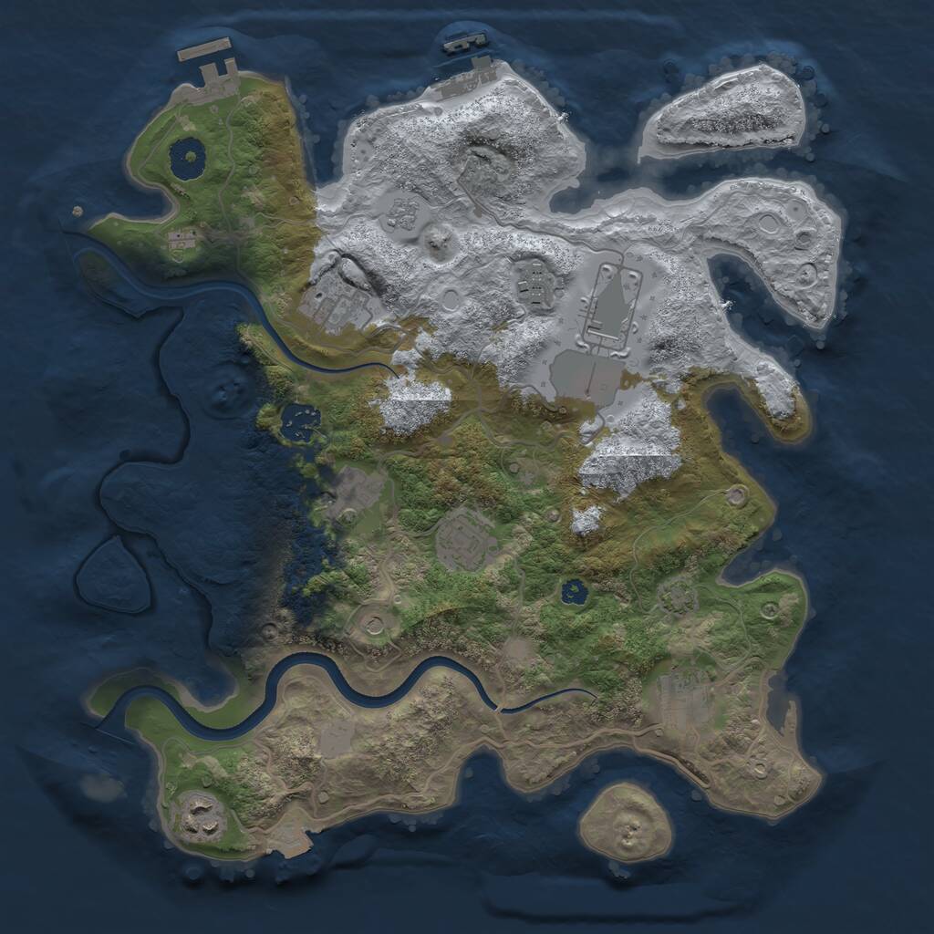 Rust Map: Procedural Map, Size: 3500, Seed: 634936408, 14 Monuments
