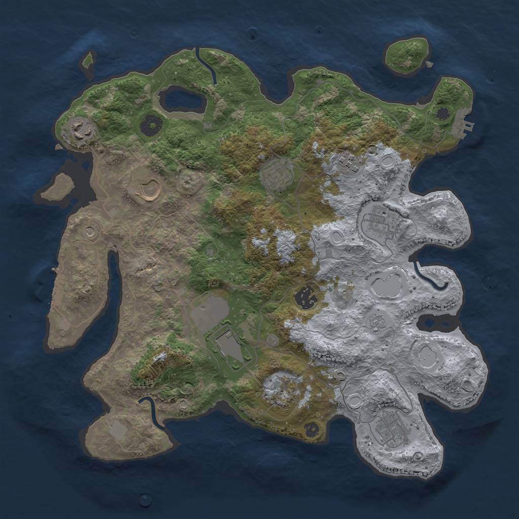 Rust Map: Procedural Map, Size: 3600, Seed: 3446566, 18 Monuments