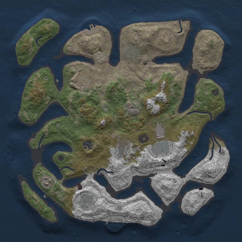Rust Map: Procedural Map, Size: 3700, Seed: 141677679, 17 Monuments