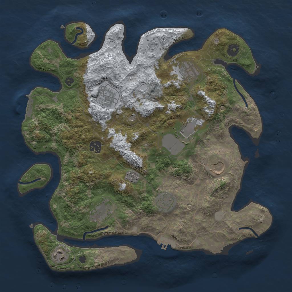 Rust Map: Procedural Map, Size: 3500, Seed: 486536569, 18 Monuments