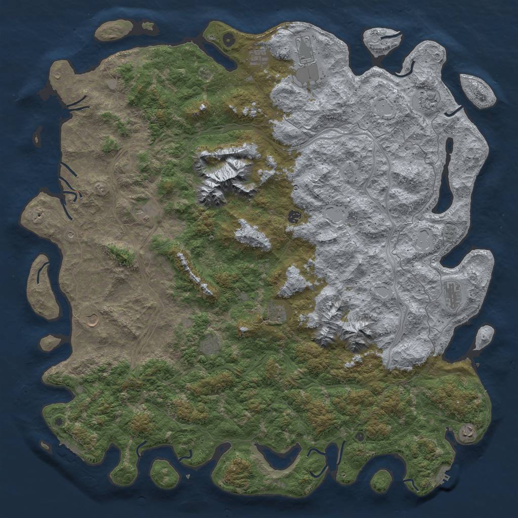 Rust Map: Procedural Map, Size: 6000, Seed: 121816830, 20 Monuments