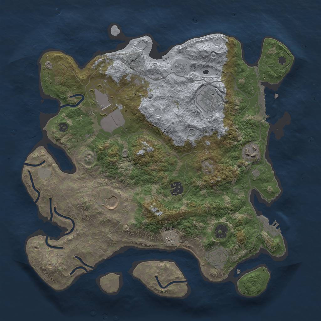 Rust Map: Procedural Map, Size: 3500, Seed: 1584, 16 Monuments