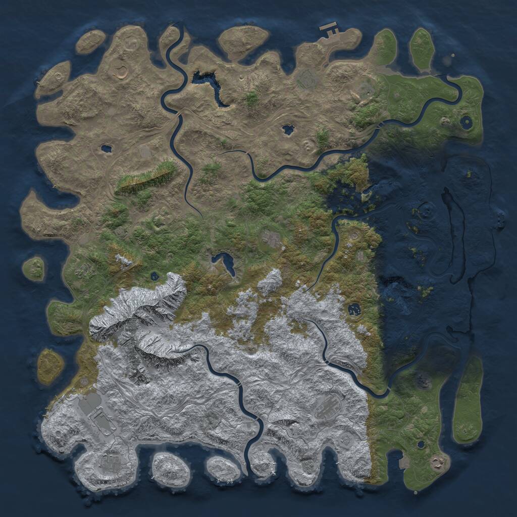 Rust Map: Procedural Map, Size: 6000, Seed: 1406935083, 17 Monuments