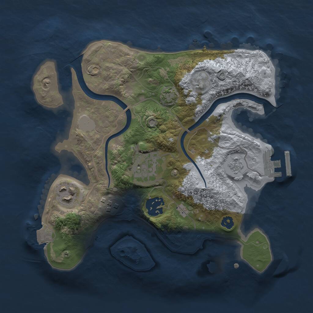 Rust Map: Procedural Map, Size: 2500, Seed: 211747, 8 Monuments