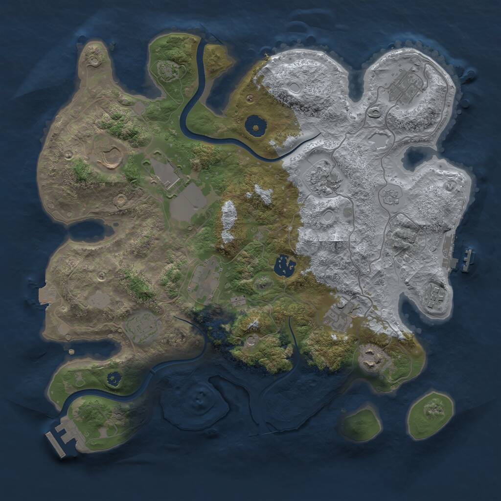 Rust Map: Procedural Map, Size: 3500, Seed: 564217373, 16 Monuments