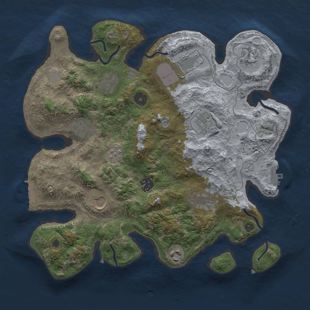 Rust Map: Procedural Map, Size: 3500, Seed: 564217373, 19 Monuments