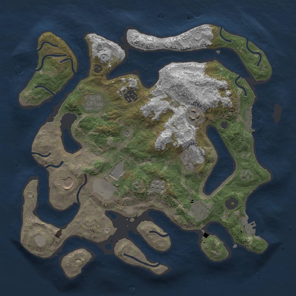 Rust Map: Procedural Map, Size: 3500, Seed: 26298480, 16 Monuments