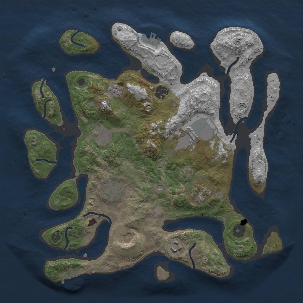 Rust Map: Procedural Map, Size: 3500, Seed: 23546, 16 Monuments